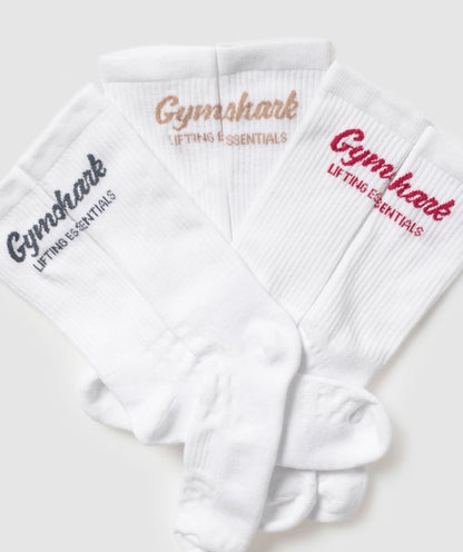 Women's Gymshark Trucker Crew Sock 3Pk White