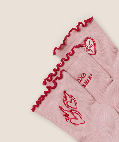 Women's Gymshark Frill Midi Sock 3Pk Cloud Pink