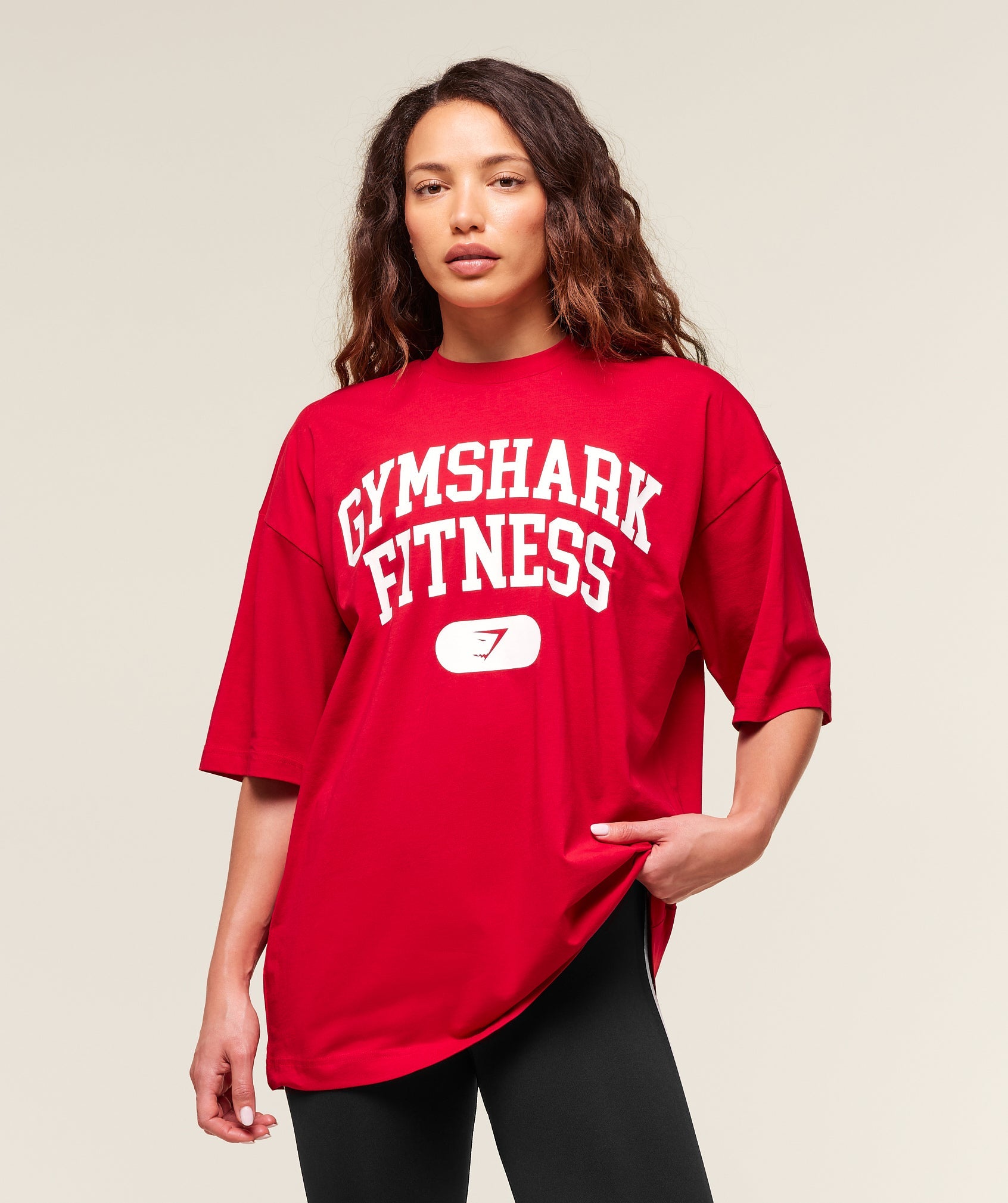 Women's Gymshark Varsity Graphic Oversized T-Shirt Conditioning Red