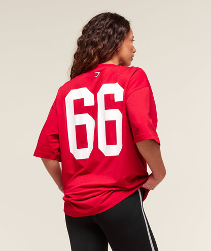 Women's Gymshark Varsity Graphic Oversized T-Shirt Conditioning Red