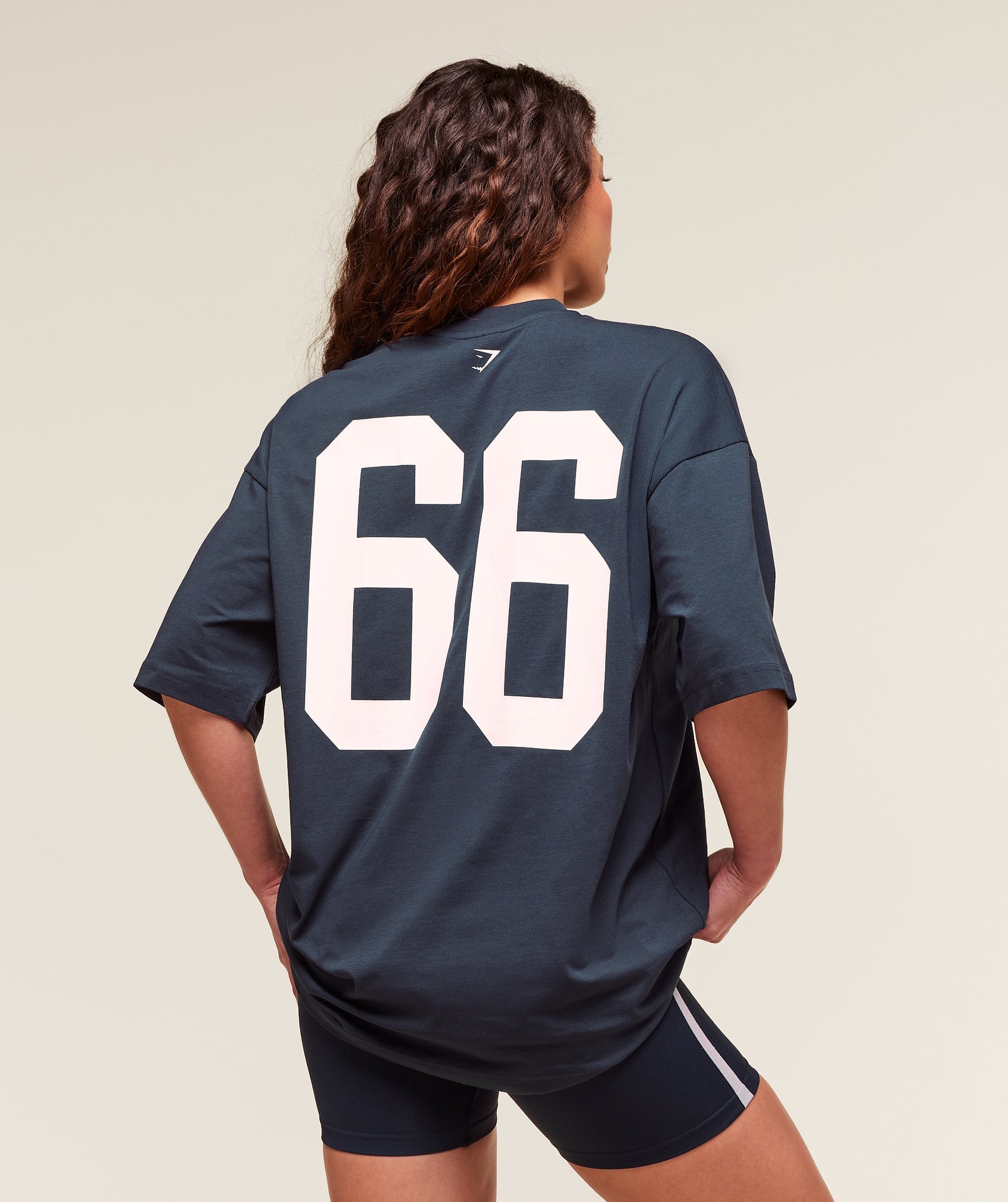 Women's Gymshark Varsity Graphic Oversized T-Shirt Heavy Blue