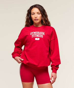 Women's Gymshark Varsity Graphic Pullover Conditioning Red