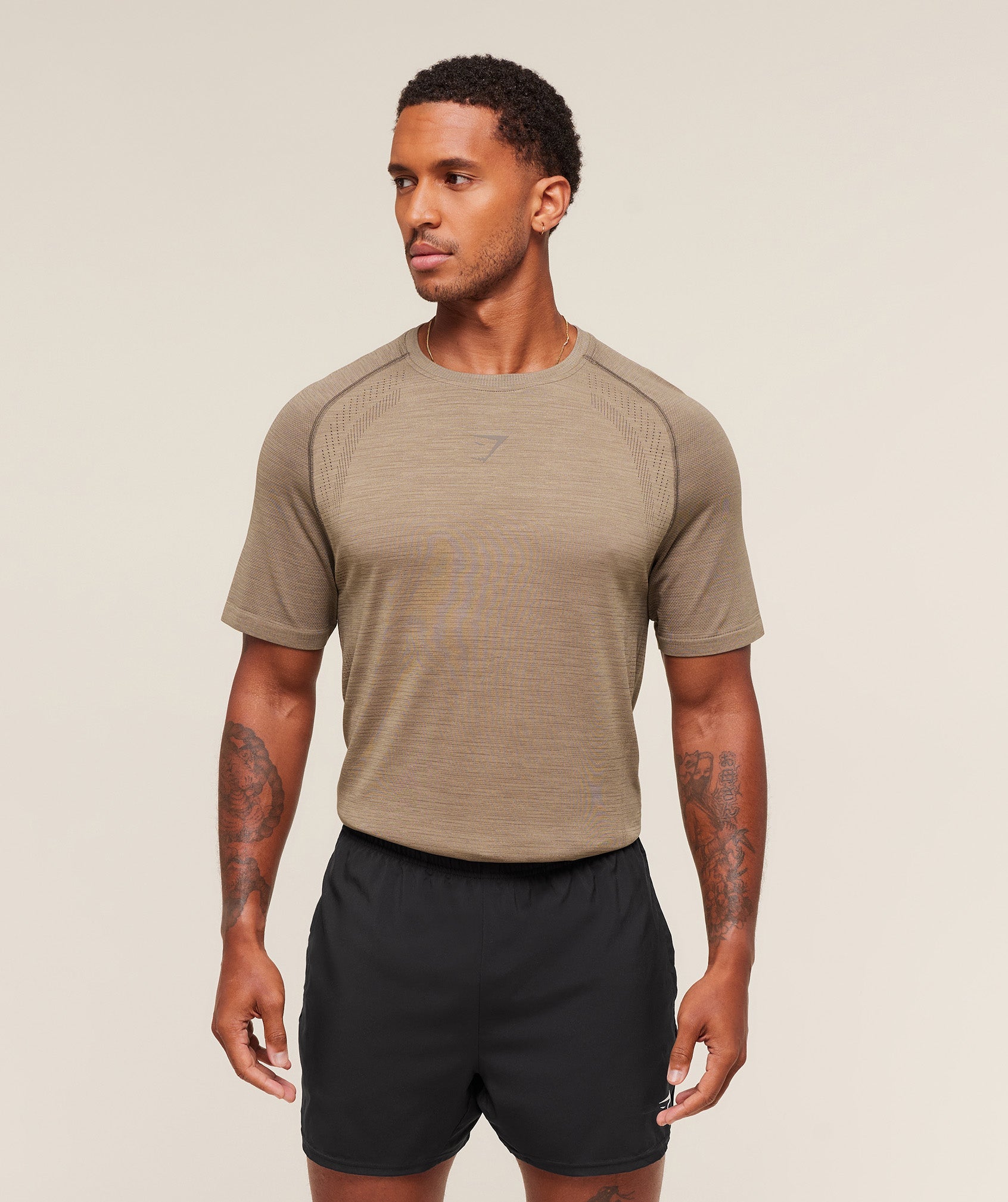 Gymshark Versatile Seamless T-Shirt Cement Brown