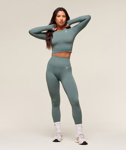 Women's Gymshark Vital Crop Top Celeste Blue Marl