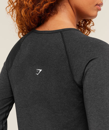 Women's Gymshark Vital Seamless Light Long Sleeve Top Black Marl