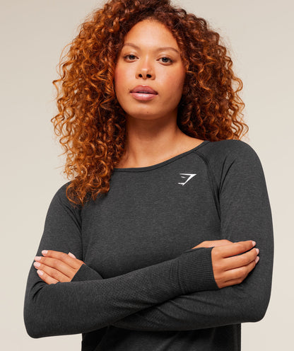 Women's Gymshark Vital Seamless Light Long Sleeve Top Black Marl