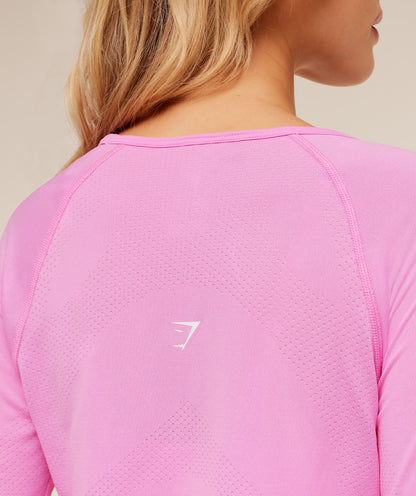 Women's Gymshark Vital Seamless Light Long Sleeve Top Focus Pink