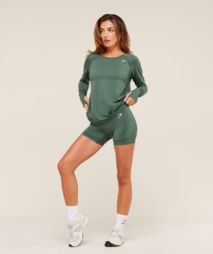 Women's Gymshark Vital Light Long Sleeve Top Obsidian Green Marl
