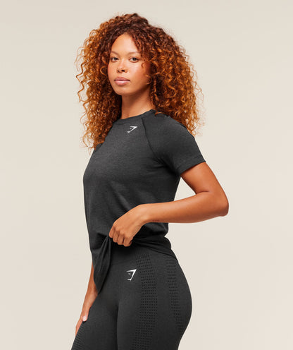 Women's Gymshark Vital Seamless 2.0 Light T-Shirt Black Marl