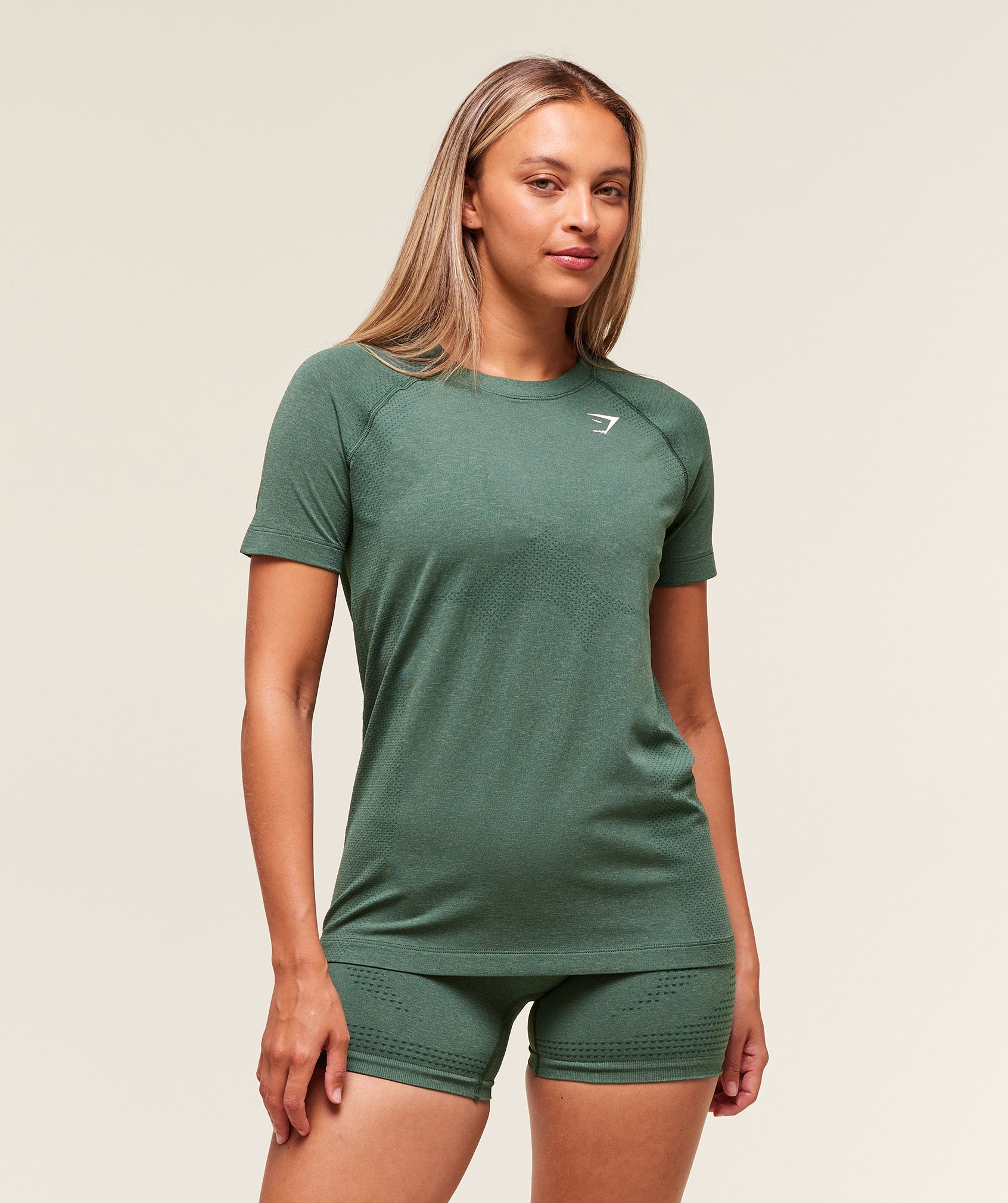 Women's Gymshark Vital Seamless 2.0 Light T-Shirt Obsidian Green Marl