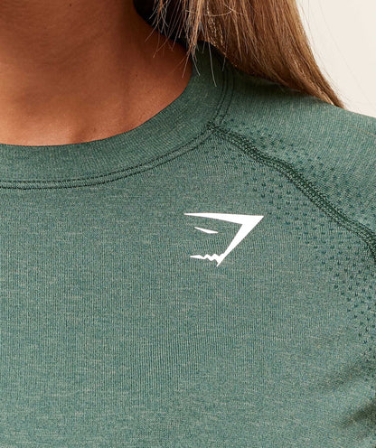 Women's Gymshark Vital Seamless 2.0 Light T-Shirt Obsidian Green Marl
