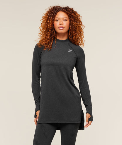 Women's Gymshark Vital Long Line Top Black Marl