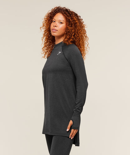 Women's Gymshark Vital Long Line Top Black Marl