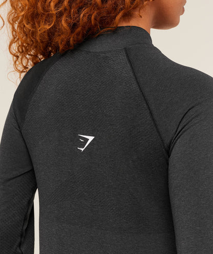 Women's Gymshark Vital Long Line Top Black Marl