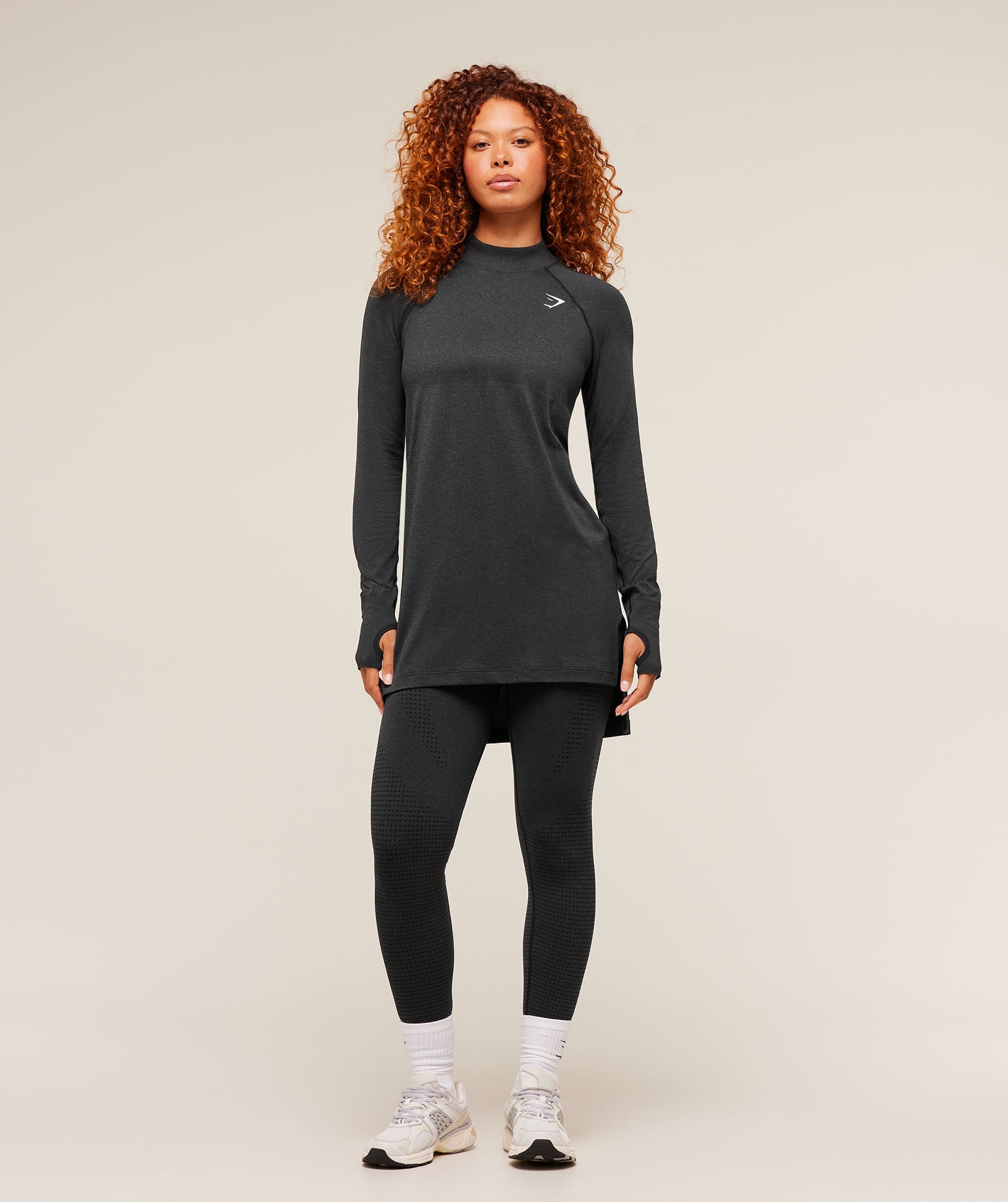 Women's Gymshark Vital Long Line Top Black Marl