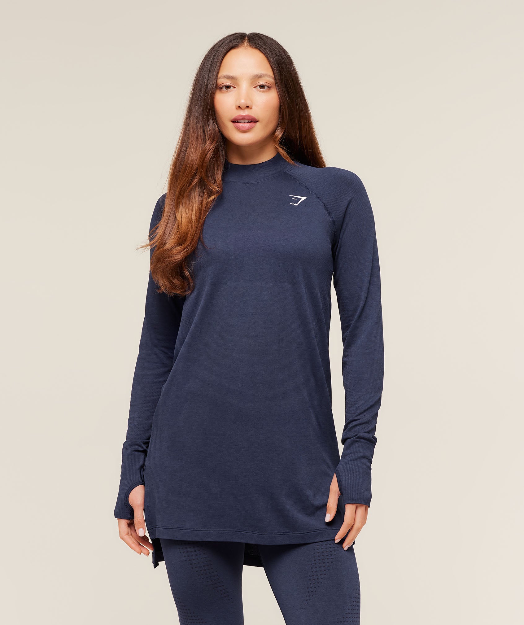 Women's Gymshark Vital Long Line Top Heavy Blue Marl