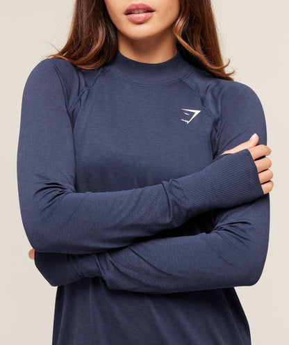 Women's Gymshark Vital Long Line Top Heavy Blue Marl