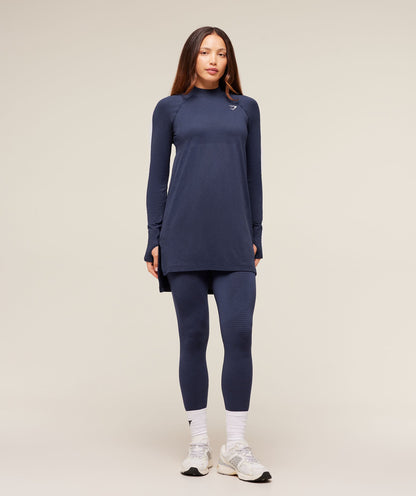 Women's Gymshark Vital Long Line Top Heavy Blue Marl