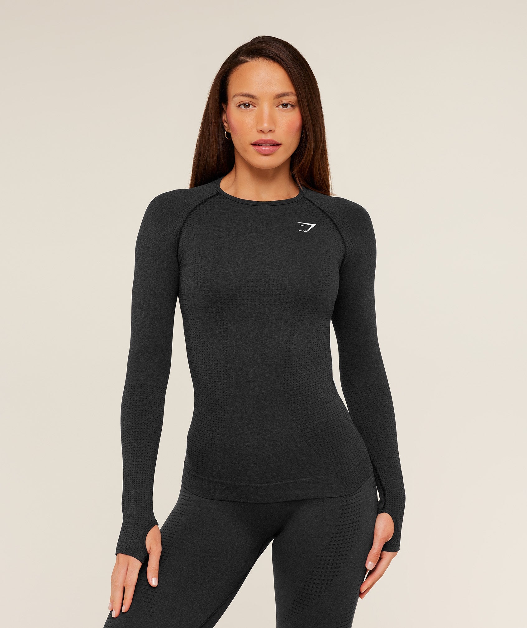 Women's Gymshark Vital Long Sleeve Top Black Marl