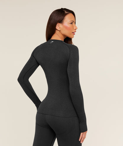 Women's Gymshark Vital Long Sleeve Top Black Marl