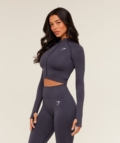 Women's Gymshark Vital Seamless Midi Zip 2.0 Pullover Midnight Purple