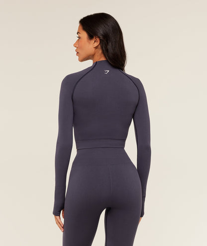 Women's Gymshark Vital Seamless Midi Zip 2.0 Pullover Midnight Purple
