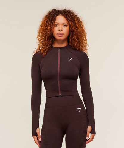 Women's Gymshark Vital Midi Zip Up Jacket Rich Maroon