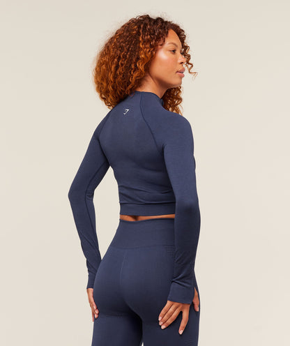 Women's Gymshark Vital Midi Zip Up Jacket Heavy Blue Marl