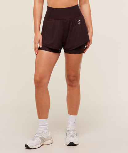 Women's Gymshark Vital 2-In-1 Shorts Rich Maroon
