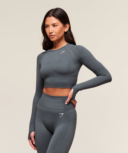 Women's Gymshark Vital Crop Top Strong Grey Marl