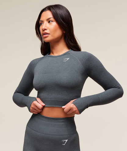 Women's Gymshark Vital Crop Top Strong Grey Marl