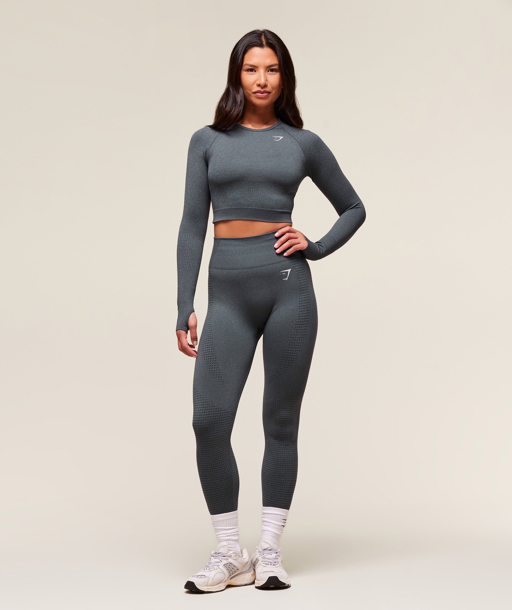 Women's Gymshark Vital Crop Top Strong Grey Marl