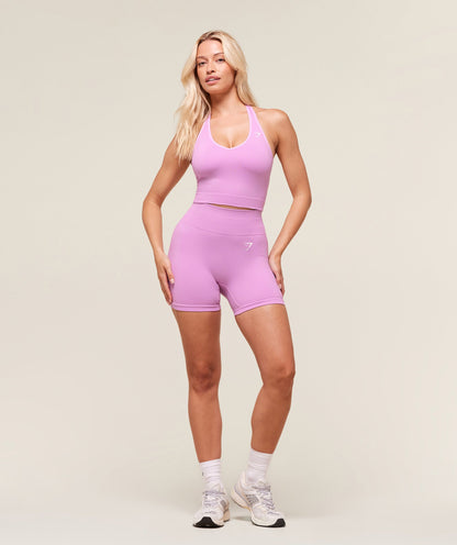 Women's Gymshark Vital Halter Neck Tank With Shelf Sour Pink Marl