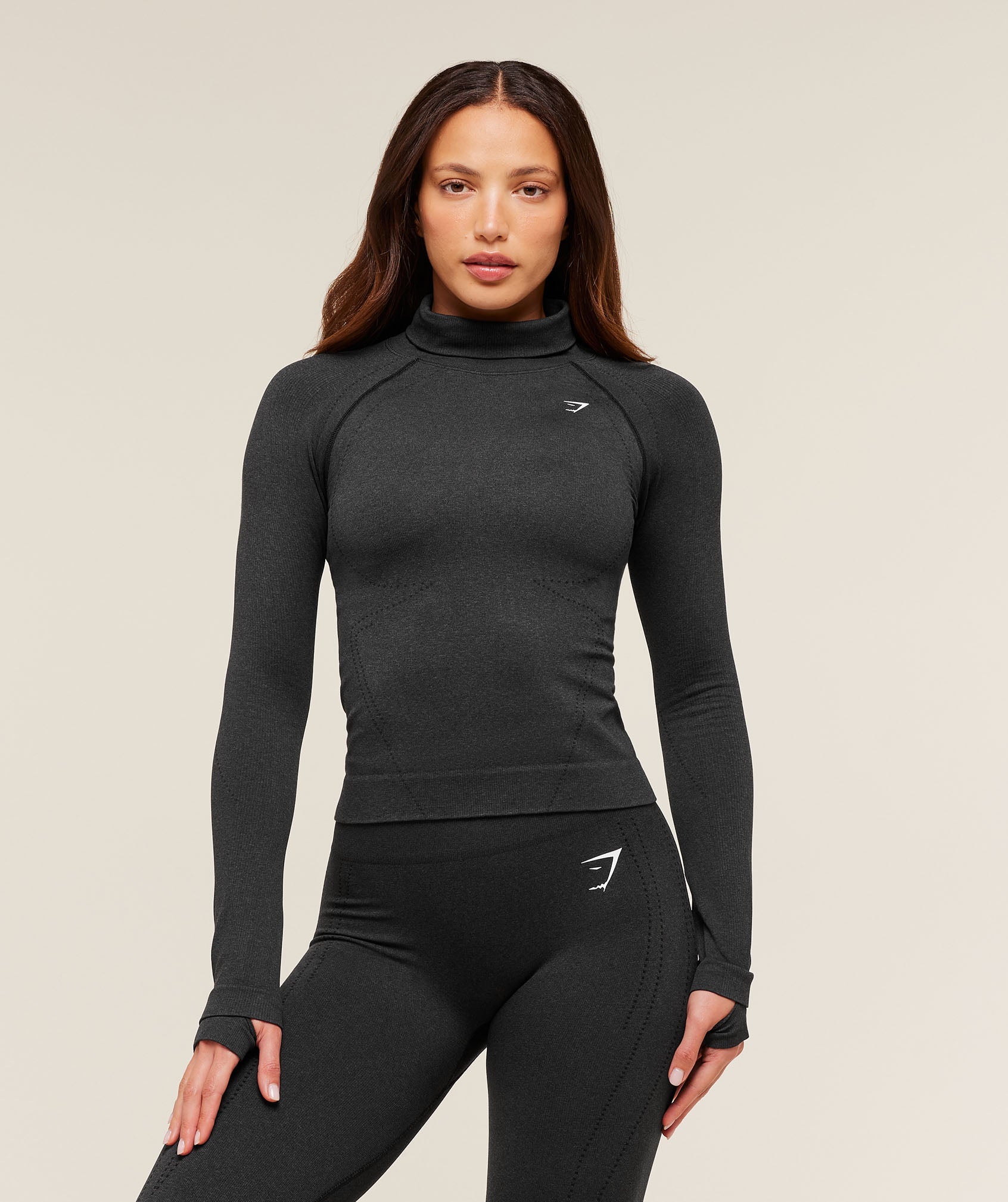 Women's Gymshark Vital Warm Long Sleeve Top Black Marl