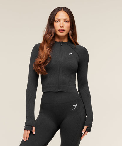 Women's Gymshark Vital Warm Jacket Black Marl