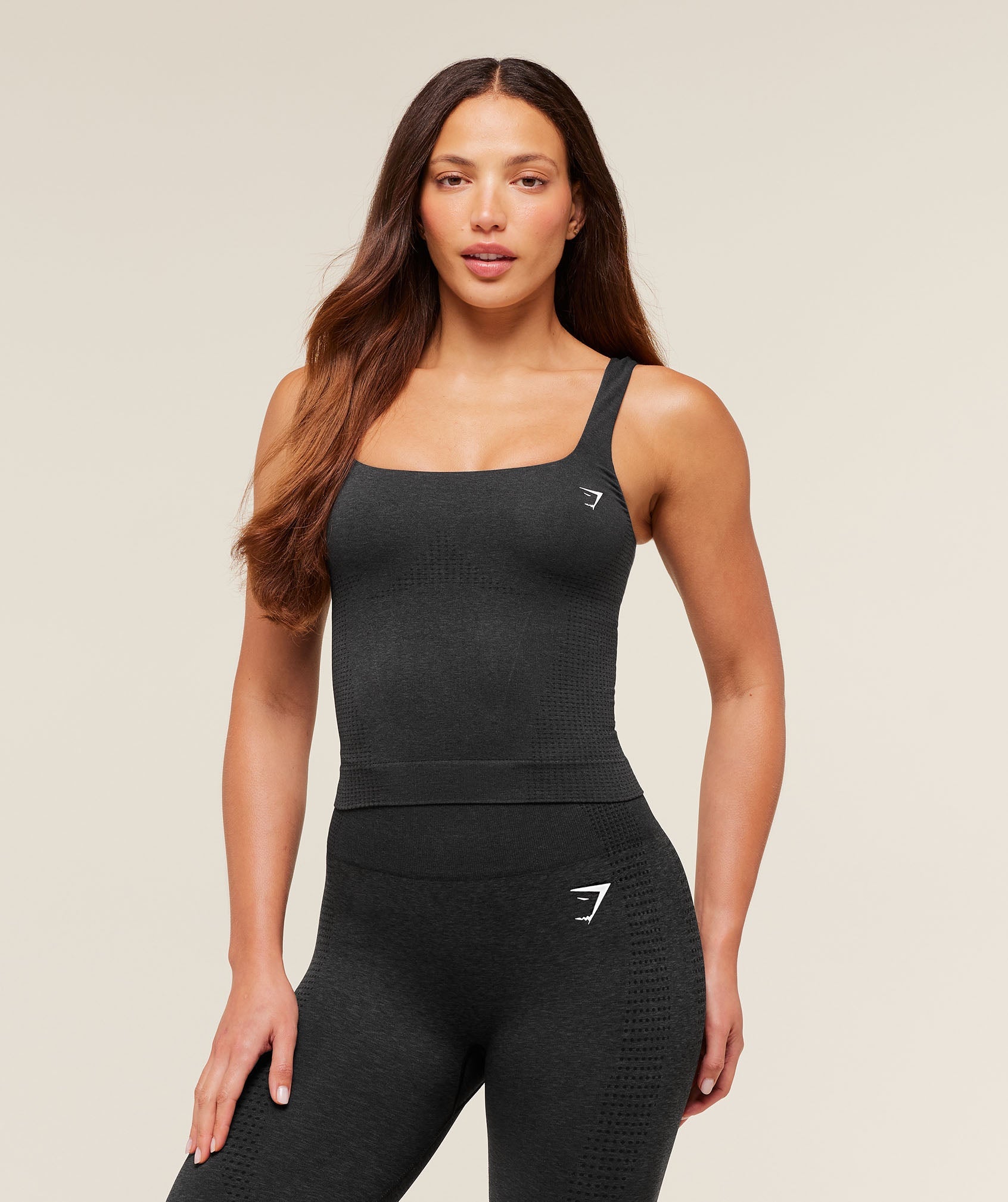 Women's Gymshark Vital Tank With Shelf Black Marl