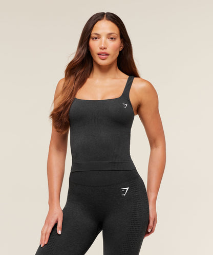 Women's Gymshark Vital Tank With Shelf Black Marl