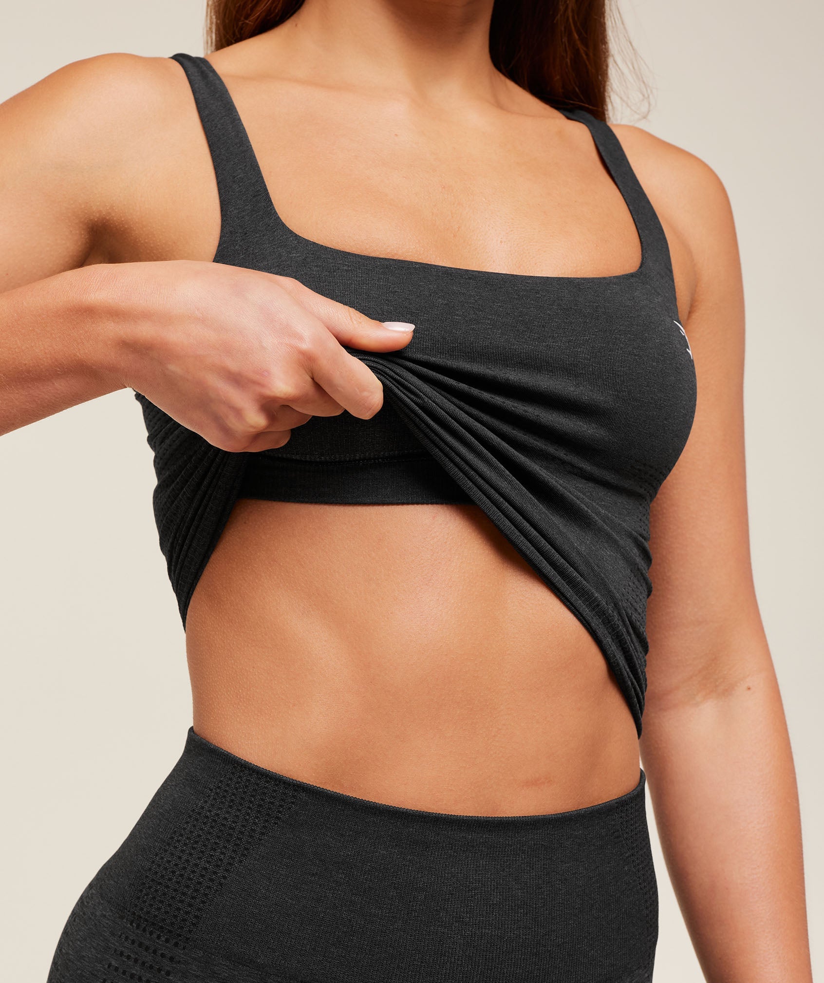 Women's Gymshark Vital Tank With Shelf Black Marl
