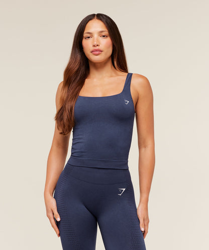 Women's Gymshark Vital Tank With Shelf Heavy Blue