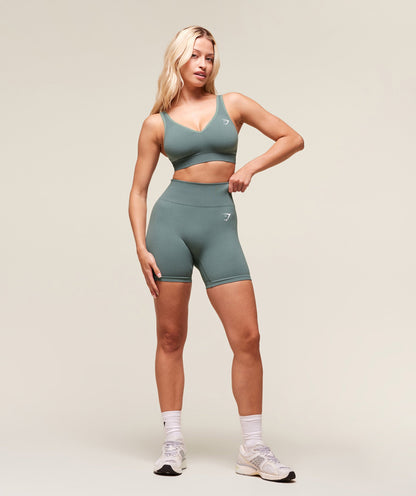 Women's Gymshark Vital V Neck Sports Bra Celeste Blue