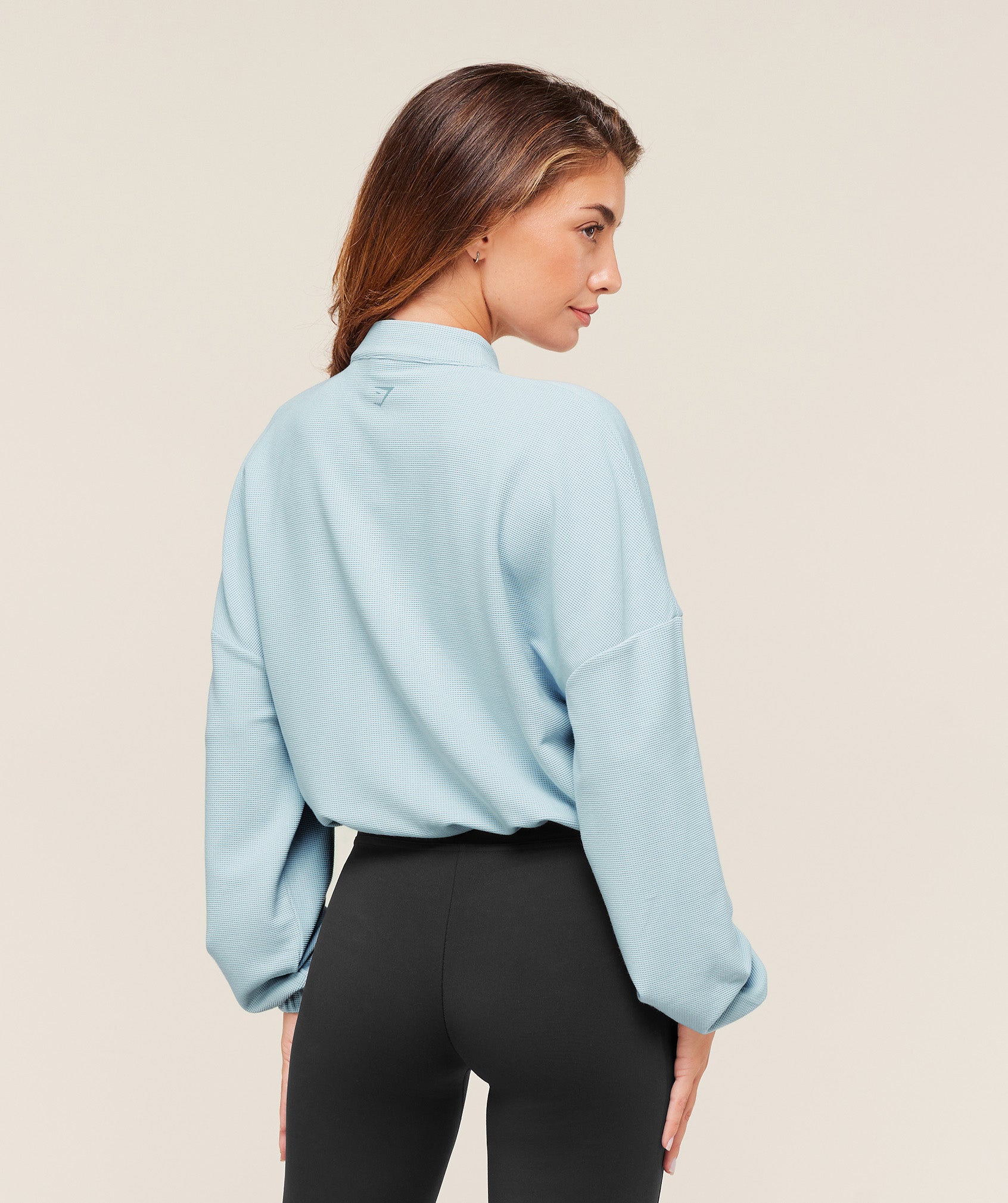 Women's Gymshark Waffle Midi Zip Up Jacket Smoke Blue
