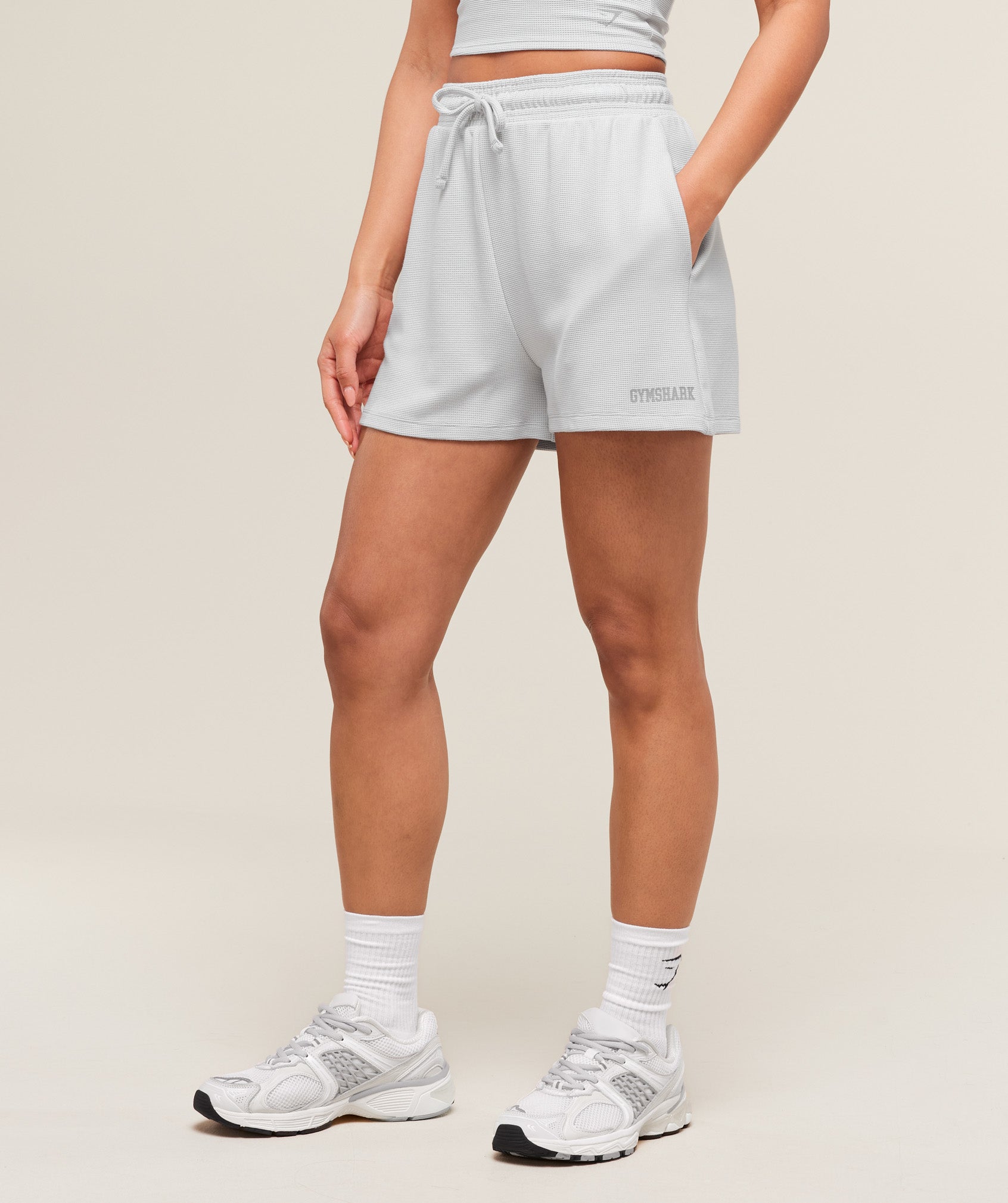Women's Gymshark Waffle Shorts Light Grey