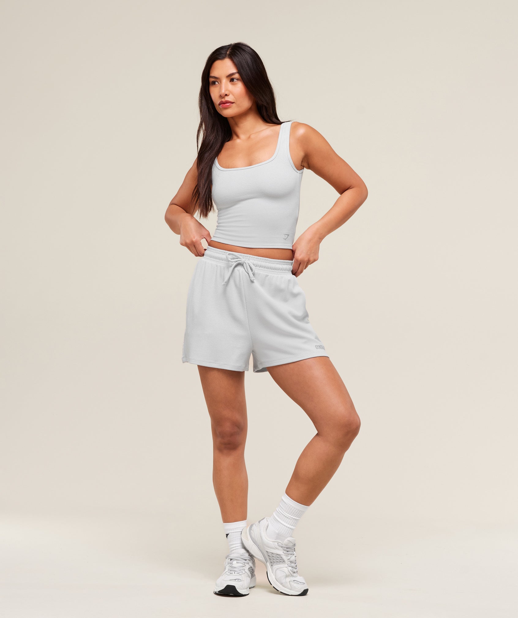 Women's Gymshark Waffle Shorts Light Grey