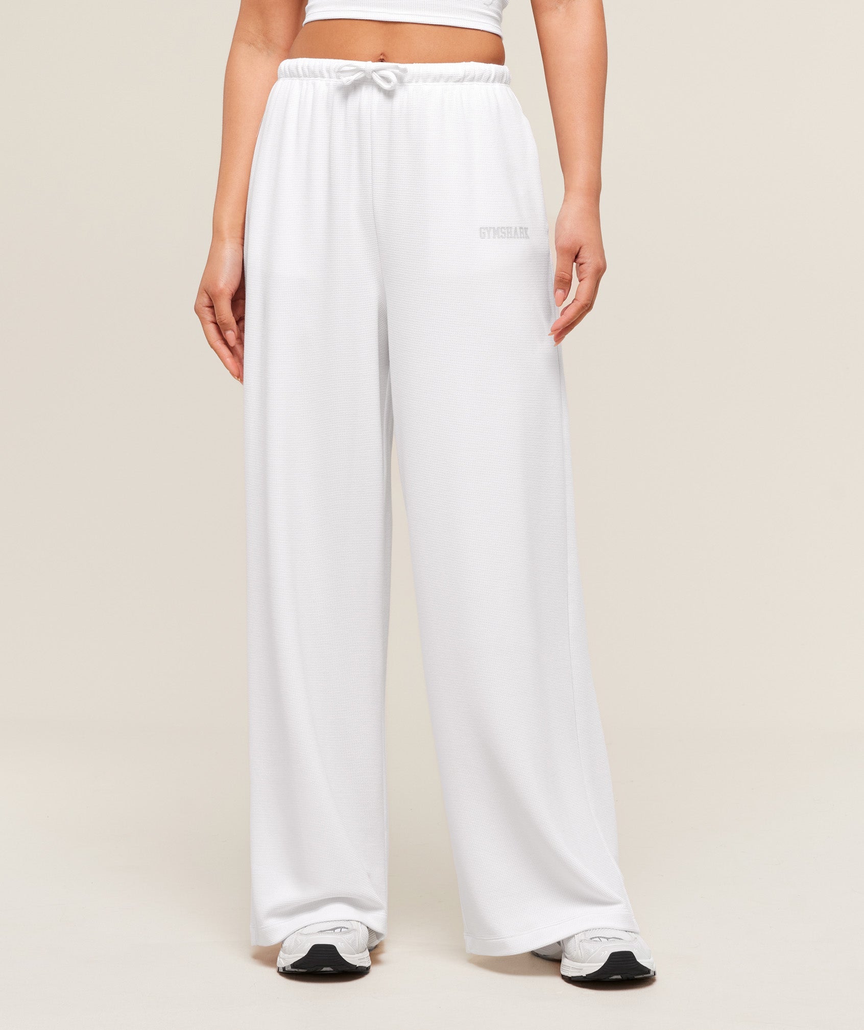 Women's Gymshark Waffle Wide Leg Pants White