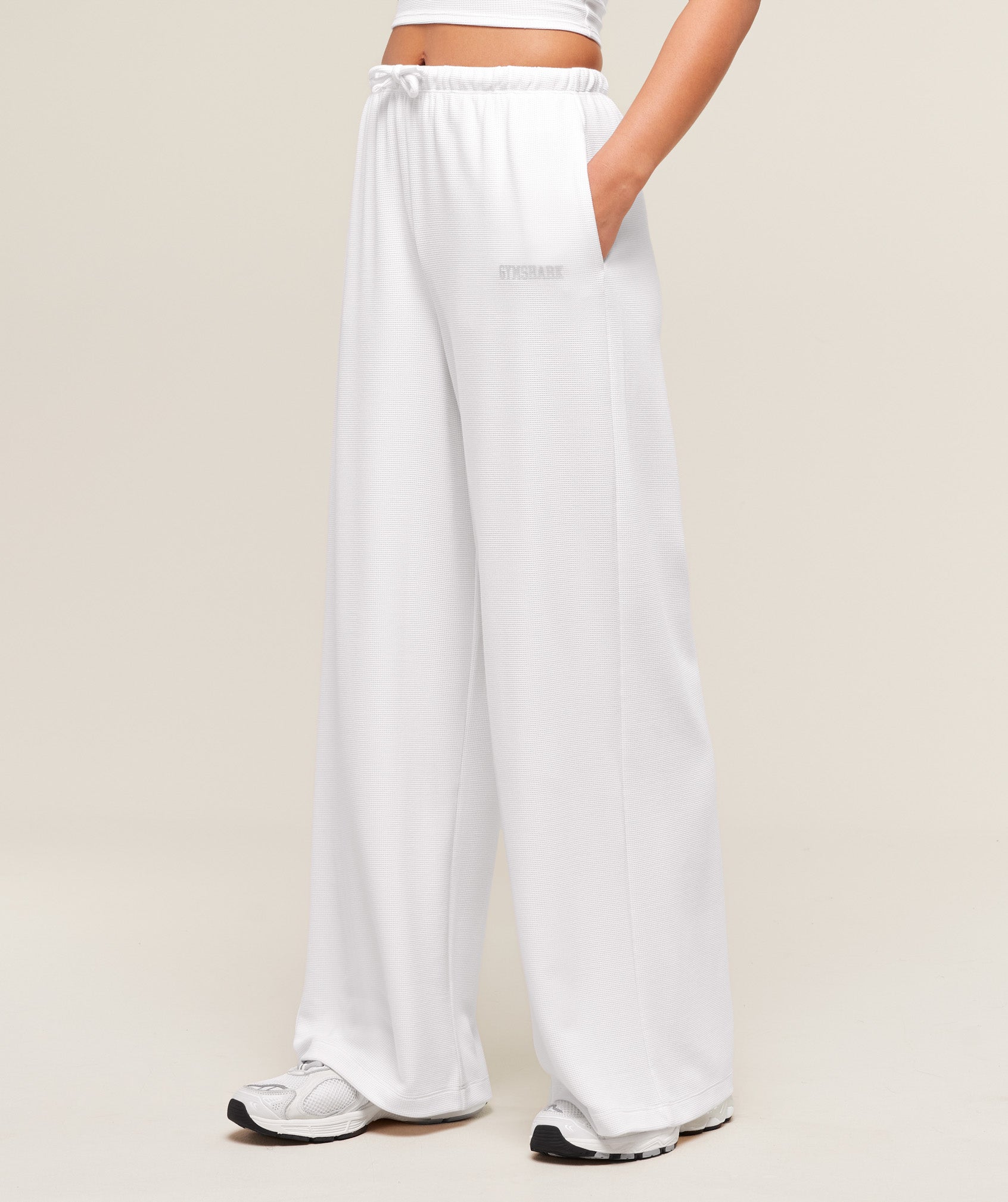 Women's Gymshark Waffle Wide Leg Pants White