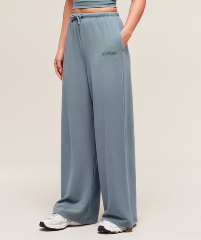 Women's Gymshark Waffle Wide Leg Pants Iron Blue