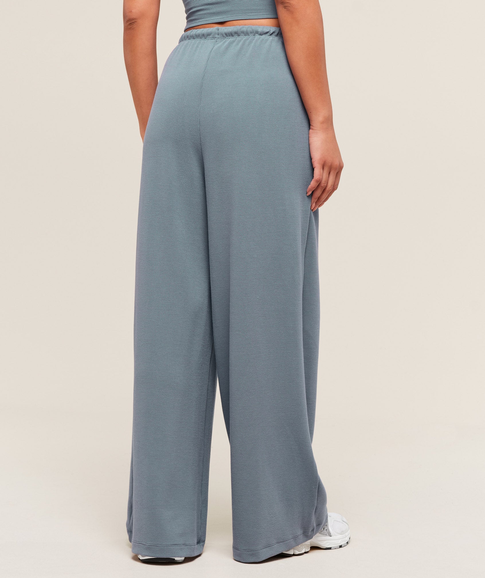 Women's Gymshark Waffle Wide Leg Pants Iron Blue