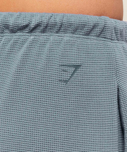 Women's Gymshark Waffle Wide Leg Pants Iron Blue