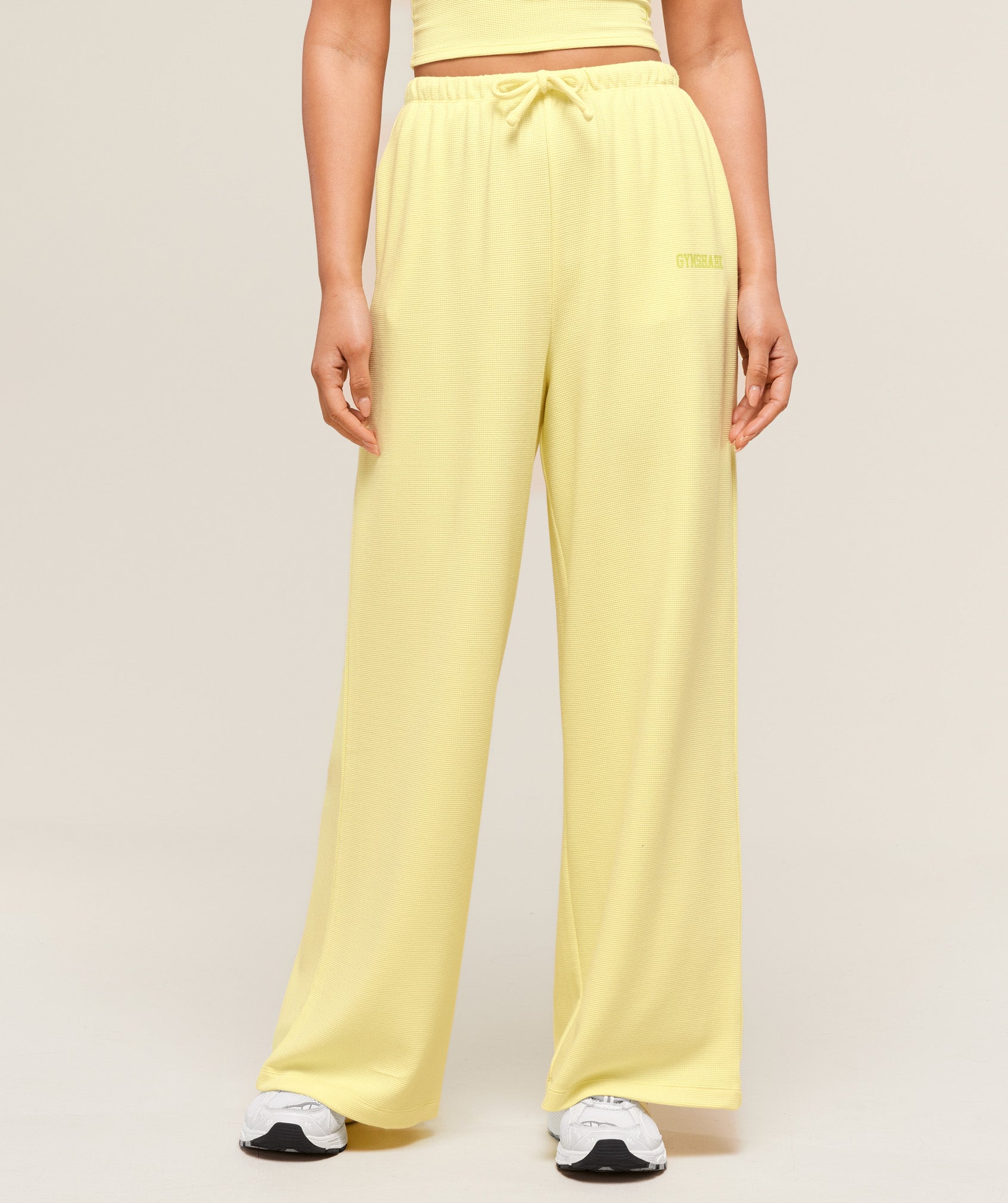 Women's Gymshark Waffle Wide Leg Pants Refresh Yellow