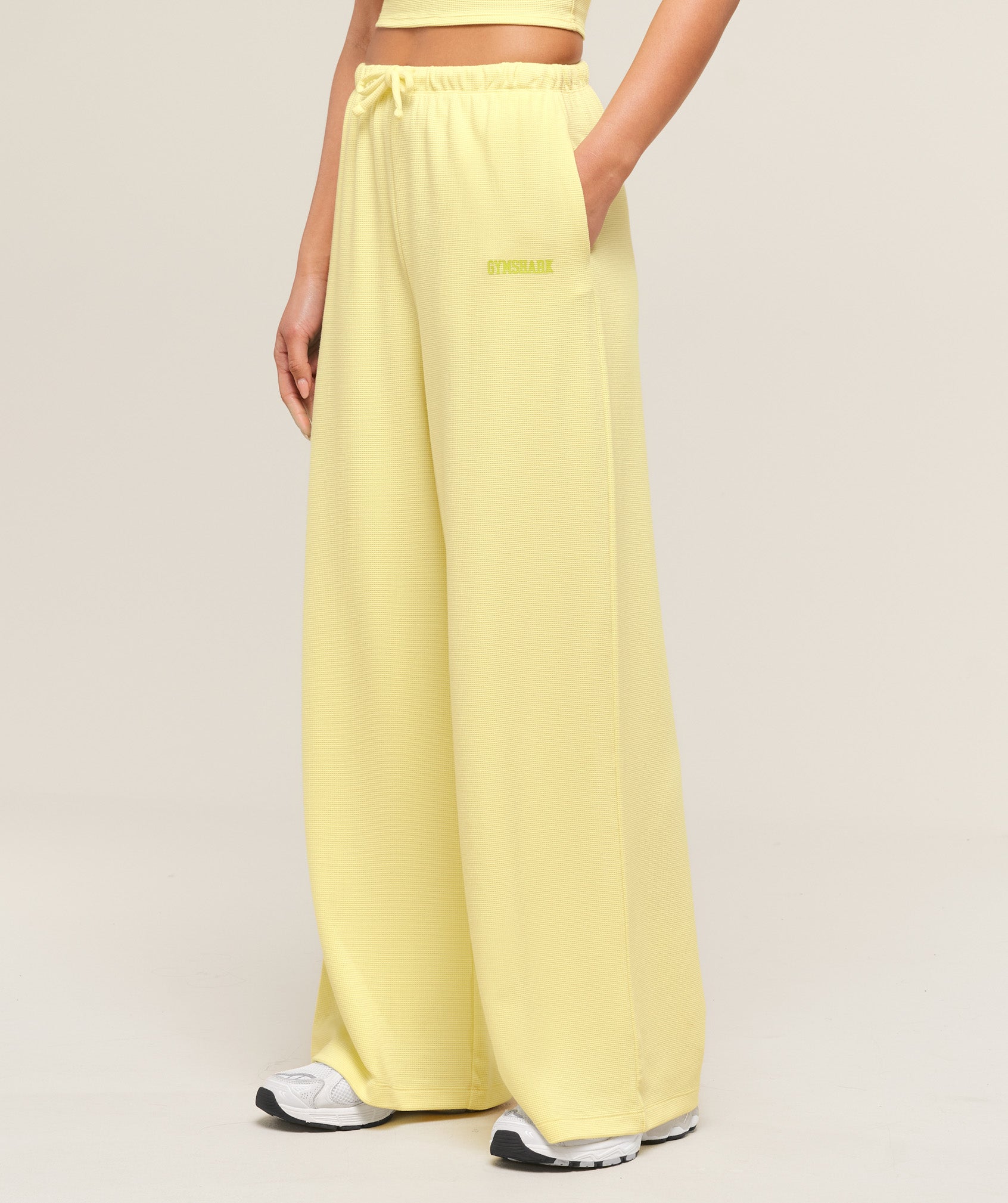Women's Gymshark Waffle Wide Leg Pants Refresh Yellow